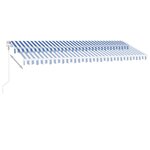vidaXL Auvent automatique capteur de vent/LED 500x300 cm Bleu et blanc
