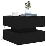vidaXL Table basse avec lumières LED chêne noir 50x50x40 cm