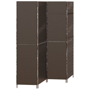 Paravent vidaXL 4 Panneaux Pliable Marron 195x180 cm Rattan Synthétique