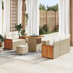 vidaXL Ensemble de canapé de jardin 8 Pièces Beige Poly rotin