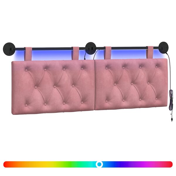vidaXL Tête de lit suspendue Rose Velours