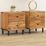 vidaXL Tables de chevet 2 Pièces 40x33x46 cm Bois d'acacia massif