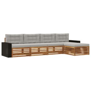 vidaXL Ensemble de canapés d'extérieur 5 pc Naturel et gris clair