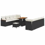 vidaXL Ensemble de canapé de jardin 11 Pièces Noir Poly rotin