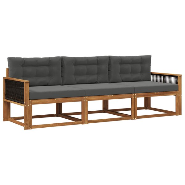 vidaXL Ensemble de canapés d'extérieur 3 pc Naturel et Anthracite