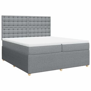 vidaXL Sommier à lattes de lit avec matelas Gris clair 200x200cm Tissu