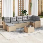 vidaXL Ensemble de canapé de jardin 8 Pièces Beige Poly rotin