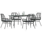 vidaXL Ensemble à manger de jardin et coussins 5 Pièces noir rotin verre