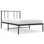 vidaXL Cadre de lit métal sans matelas avec tête de lit noir 100x190cm