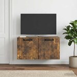 vidaXL Meuble TV mural Chêne fumé 59 5 x 31 x 30 cm Bois d'ingénierie