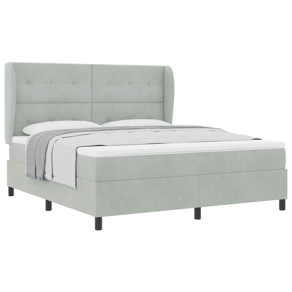 vidaXL Lit à ressorts avec matelas Gris clair 200 x 180 cm Polyester