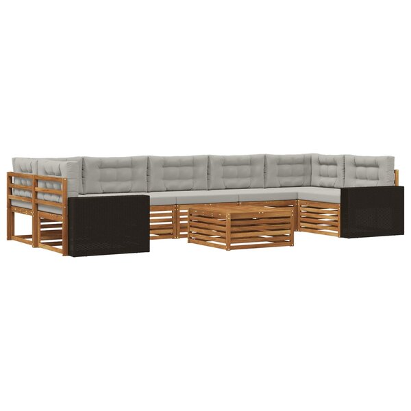 vidaXL Ensemble de canapés d'extérieur 8 pc Naturel et gris clair