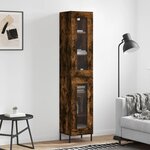vidaXL Buffet haut Chêne fumé 34 5x34x180 cm Bois d'ingénierie
