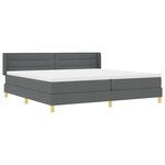 vidaXL Lit Box Spring avec matelas gris foncé  200 x 200 cm tissu