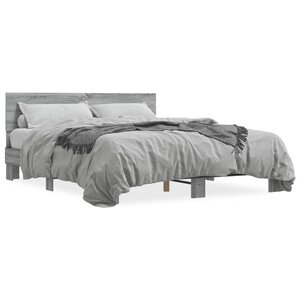 vidaXL Cadre de lit sans matelas sonoma gris 150x200 cm