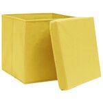vidaXL Boîtes de rangement avec couvercles 4 Pièces 28x28x28 cm Jaune