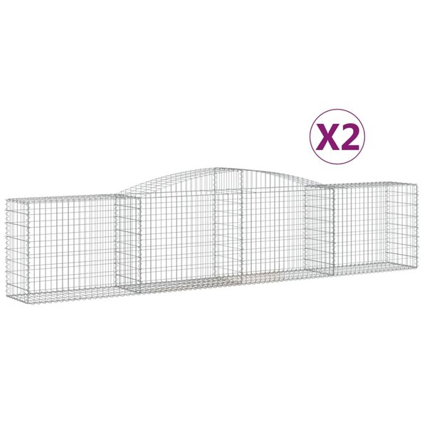 vidaXL Paniers à gabions arqués 2 Pièces 400x50x80/100 cm Fer galvanisé