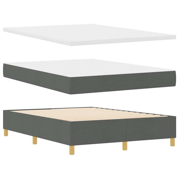 vidaXL Lit à ressorts avec matelas Gris foncé 160 x 200 cm tissu