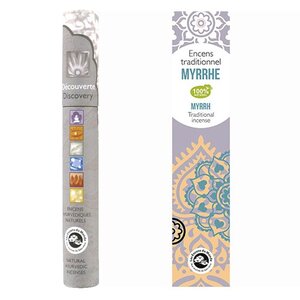 Encens indien Myrrhe 20 bâtonnets + encens ayurvédique 14 bâtonnets