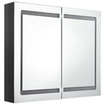vidaXL Armoire de salle de bain à miroir LED noir brillant 80x12x68 cm