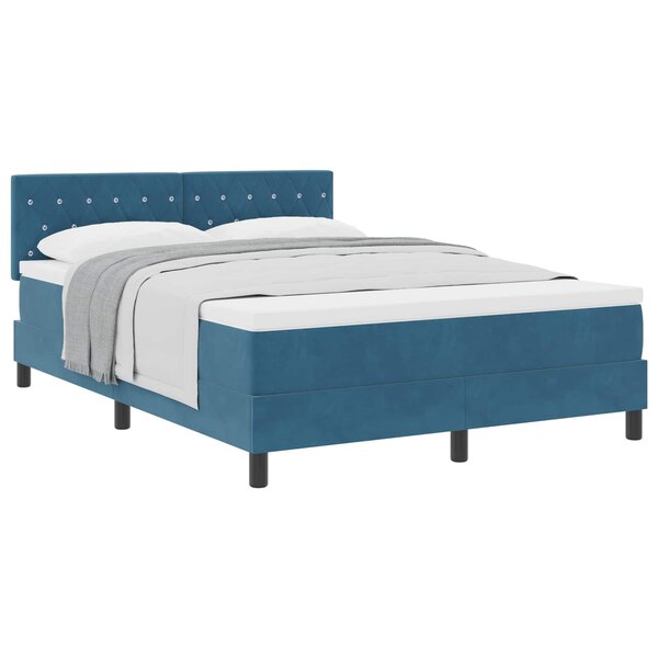 vidaXL Lit à ressorts avec matelas Bleu foncé 140 x 200 cm Velours
