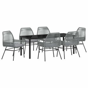 vidaXL Ensemble de salle à manger pour jardin 7 Pièces Gris polyrotin