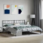 vidaXL Cadre de lit métal avec tête de lit noir 180x200 cm