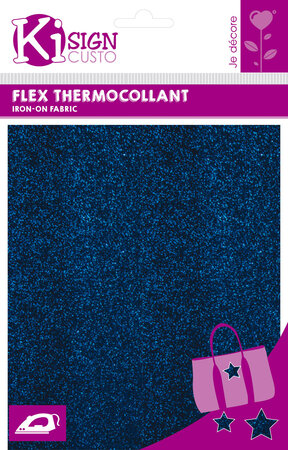 Tissu thermocollant pailleté Bleu marine