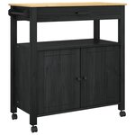 vidaXL Chariot de cuisine Uni Noir 84 x 40 x 88 5 cm