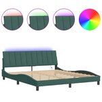 vidaXL Cadre de lit avec LED sans matelas Hanko vert foncé 180x200 cm velours