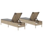 vidaXL Chaises longues avec coussins lot de 2 beige résine tressée