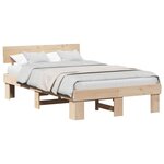 vidaXL Cadre de lit avec tête de lit Naturel 135 x 190 cm Pin massif