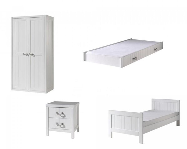 Lit gigogne avec armoire style bord de mer