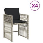 vidaXL Chaises de jardin avec coussins lot de 4 gris clair poly rotin