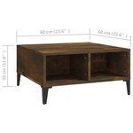 vidaXL Table basse Chêne fumé 60x60x30 cm Aggloméré