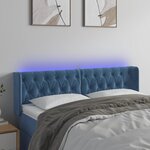 vidaXL Tête de lit à LED Bleu foncé 147x16x78/88 cm Velours