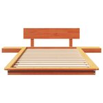 vidaXL Cadre de Lit au Sol avec Tables de Chevet Marron Ciré 90x190cm Bois Massif