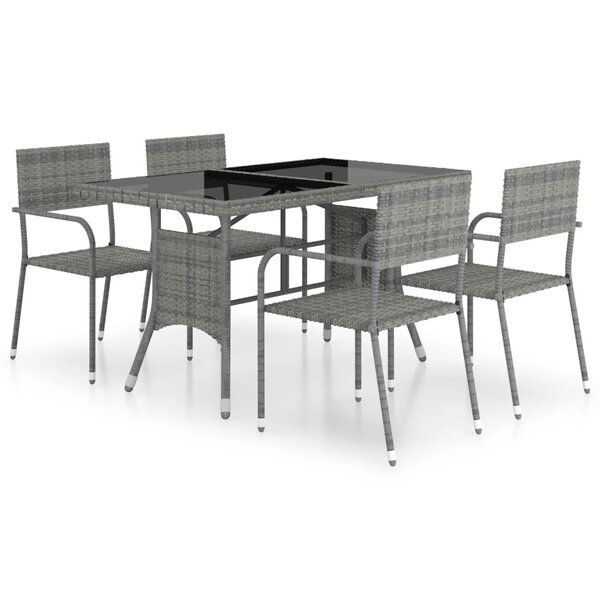 vidaXL Ensemble à manger de jardin 5Pièces Résine tressée Anthracite gris