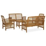 Salon de jardin meuble d'extérieur ensemble de mobilier 5 pièces bois d'acacia solide 02_0016526