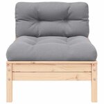 vidaXL Salon de jardin 3 Pièces avec coussins gris Bois de pin solide