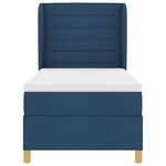 vidaXL Lit à ressorts avec matelas gris foncé 90x190 cm Bleu tissu