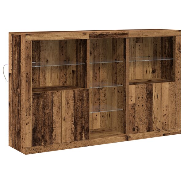 Buffet vidaXL avec lumières LED Bois ancien 162x37x100 cm Bois d'ingénierie