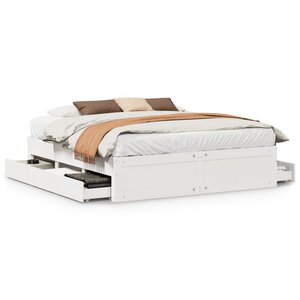 vidaXL Cadre de lit sans matelas avec tiroirs blanc 180x200cm bois pin