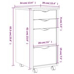 vidaXL Armoire roulante avec tiroirs MOSS noir bois de pin solide