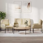 vidaXL Ensembles de canapés 3 Pièces Crème 115 x 56 x 80 cm Contreplaqué