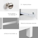 Bureau informatique table d'ordinateur 120 x 50 x75 cm spacieux avec 3 tiroirs style moderne coloris blanc 20_0004849