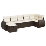 vidaXL Salon de jardin avec coussins 7 Pièces marron résine tressée