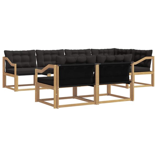 vidaXL Ensemble de canapés d'extérieur 7 pc Blanc et noir