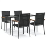 vidaXL Ensemble à manger de jardin 5 Pièces noir textilène et acier