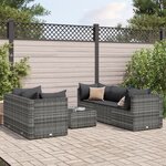 vidaXL Salon de jardin 6 Pièces avec coussins Gris Résine tressée